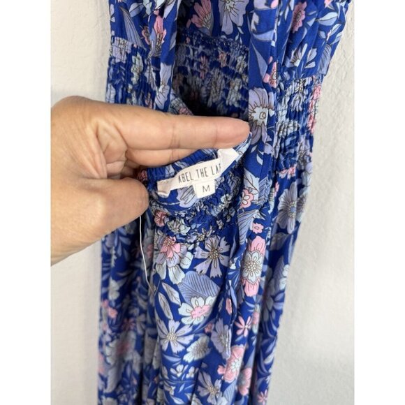 Abel the Label Blue Bell Cottage Floral Maxi Halter Backless Tie Back Dress Sz M - Picture 10 of 16